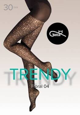 Rajstopy Floral Wz.04 30 Den - nero