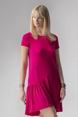 Jackie koszulka nocna / sukienka loungewear z falbanką – rubin