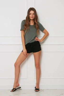 Szorty damskie - z kokardką tencel OH!ZUZA N&D H27 - czarne