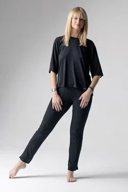 Jackie piżama loungewear z prostymi spodniami – czarna