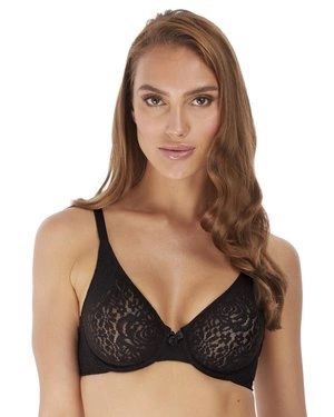 Halo Lace biustonosz plunge bezszwowy - czarny