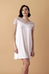 Poem koszula nocna z krótkim rękawkiem – kremowa