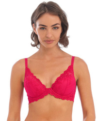 Wacoal Embrace Lace koronkowy biustonosz plunge - czerwony