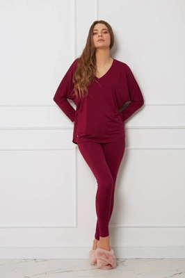 Komplet damski plus size z legginsami OH!ZUZA N&D H28 - żurawinowy