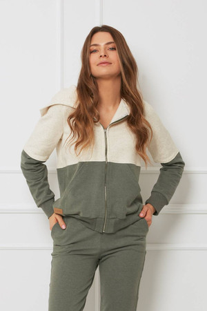 Bluza damska - organiczna bawełna OH!ZUZA N&D H03- kremowo/zielona