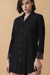 Poem krótka koszula nocna na guziki – czarna