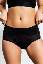 Majtki menstruacyjne z niskim stanem - czarne - chłonność HEAVY