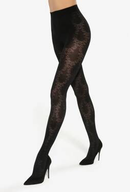 Rajstopy Floral W.01 50 Den - nero