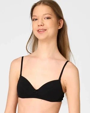 Key My First Bra TBC 024 bawełniany stanik dla nastolatek z odpinanymi ramiączkami - czarny