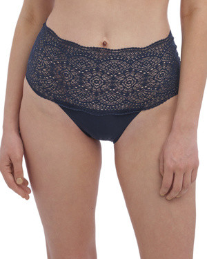 Lace Ease figi z wysokim stanem - granatowe ONE SIZE