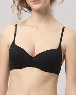Key My First Bra TBM 120 bawełniany biustonosz dla nastolatek bez fiszbin - czarny