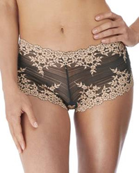 Wacoal Embrace Lace szorty koronkowe - hebanowo / piaskowe
