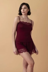 Poem krótka piżamka z koronką – czerwone wino