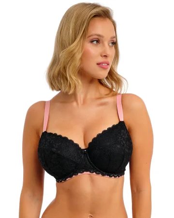 Freya Offbeat koronkowy biustonosz half cup z pianką - czarny