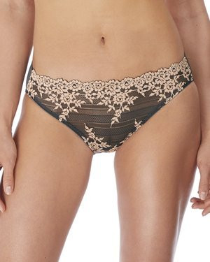 Wacoal Embrace Lace koronkowe figi bikini - hebanowo / piaskowo