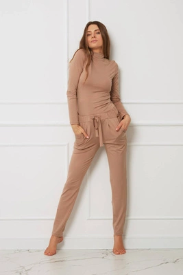 Spodnie - z kokardką plus size tencel OH!ZUZA N&D H25 - karmelowe