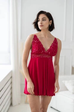 Babydoll koszulka nocna na ramiączkach - czerwona