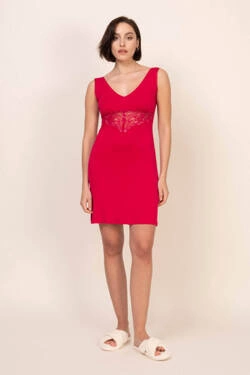 Koszulka damska na szerokich ramiączkach - czerwona