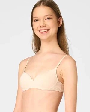 Key My First Bra TBM 120 bawełniany biustonosz dla nastolatek bez fiszbin - beżowy