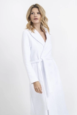 Szlafrok - bawełniany plus size OH!ZUZA N&D R01 - śnieżna biel