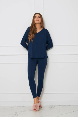 Komplet damski plus size z legginsami OH!ZUZA N&D H28 - granatowy