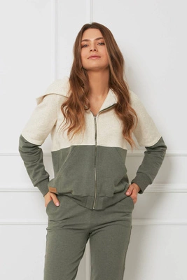 Bluza damska - organiczna bawełna OH!ZUZA N&D H03- kremowo/zielona