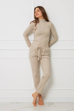 Spodnie - z kokardką plus size tencel OH!ZUZA N&D H25 - beżowe