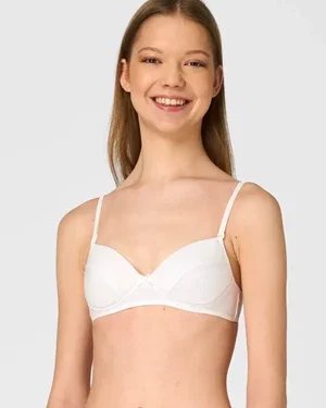 Key My First Bra TBC 024 bawełniany stanik dla nastolatek z odpinanymi ramiączkami - biały