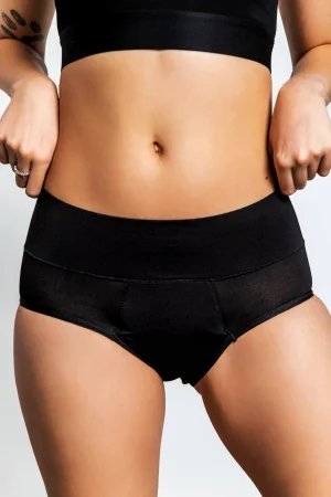 Majtki menstruacyjne z niskim stanem - czarne - chłonność HEAVY