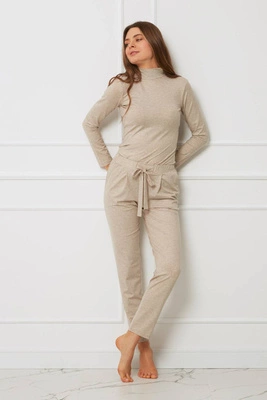 Spodnie - z kokardką plus size tencel OH!ZUZA N&D H25 - beżowe